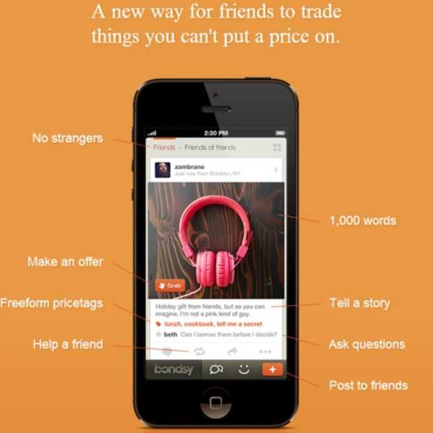 Bondsy: een nieuwe app waarmee je dingen ruilt met je vrienden waar je geen prijs op kan plakken