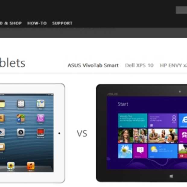 Microsoft lanceert iPad vs. Windows 8-tablet vergelijkingssite